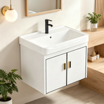 20-inch Shallow White-Black Wall-Mounted Compact Bathroom Mini Vanity 20-inch Sink-Included Vanity Designed for Compact Bathrooms Floating Vanity