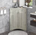 Triangle Bathroom Storage Cabinet with Adjustable Shelves, Freestanding Floor Cabinet for Home Kitchen