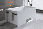 51'' Solid Surface Matte Tub, Freestanding Solid Surface Resin Stone Bathtub, Solid Surface Matte White Soaking Tub,Free Standing Tub with Overflow and Pop-up Drain, Matte White
