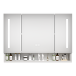 Modern 39x28 inches Aluminium Bathroom Cabinets, Medicine Cabinets with Mirrors and LED Lights, Bathroom Storage Cabinet with Multilevel Storage Compartments