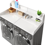 Washer Dryer Countertop with Non-slip Pads, Laundry Wood Shelf Topper with Edge, 54" Width x 27.5" Depth Double Layer Organizer for Washer and Dryer Laundry Hamper Counter Storage Organization