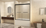 56-60" W × 60" H Tempered Glass with Explosion Proof Film, Aluminum Frame Double Sliding Shower Door, "1/4 (6 mm), Stainless Steel handle