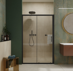 60.in W x 72.in H Single Sliding Shower Door, 1/5 inch Thick Clear Tempered Glass Shower Door with Stainless Steel Handle