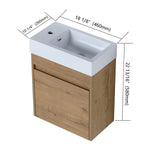 18'' Floating Wall-Mounted Bathroom Vanity with White Resin Sink & Soft-Close Cabinet Door